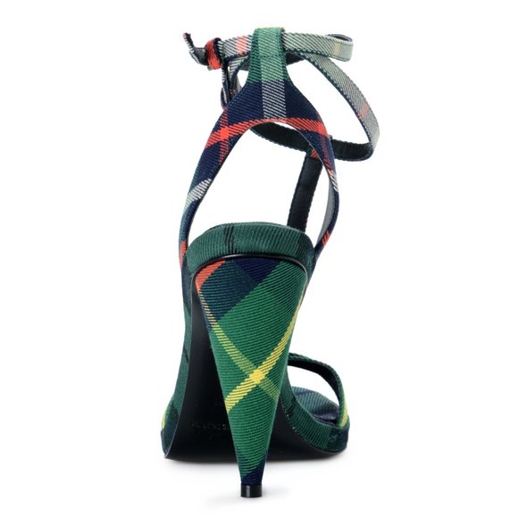 BURBERRY "London Canvas High Heels Sandals Shoes - Picture 3 of 8